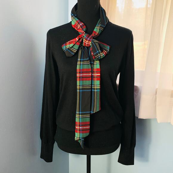 NWT J. Crew Merino Mockneck Sweater Tartan Scarf Size Medium - Picture 3 of 9